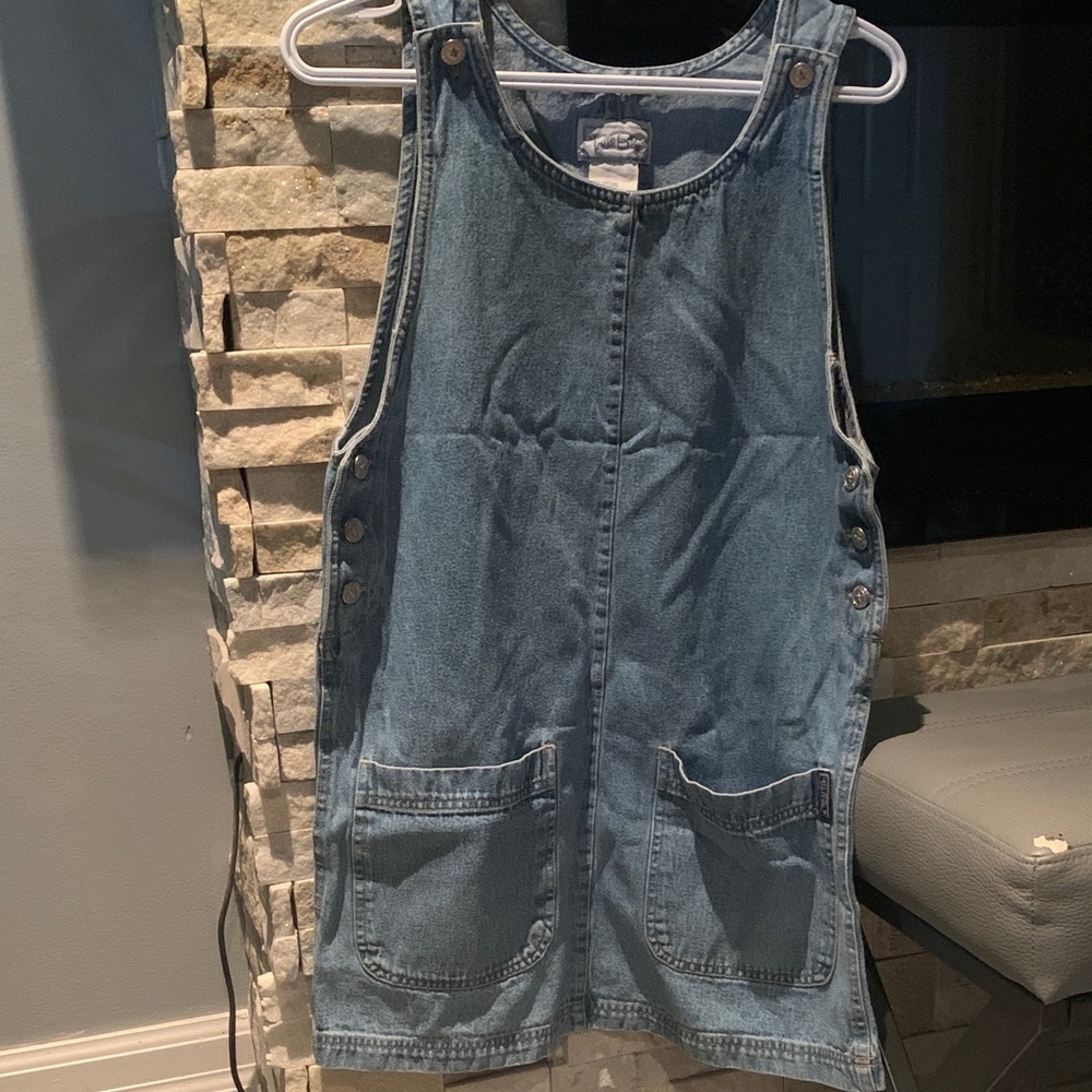 #014True Blue Denim Overall Dress